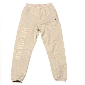 Champion Heather Gray Joggers “Middle Child”Sweatpants Size M Preppy Streetwear